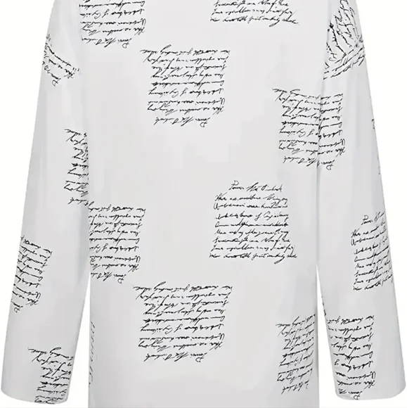 Tunic blouse blk/white script pattern. Loose fit. nwot Great spring summer Beach - Picture 3 of 5